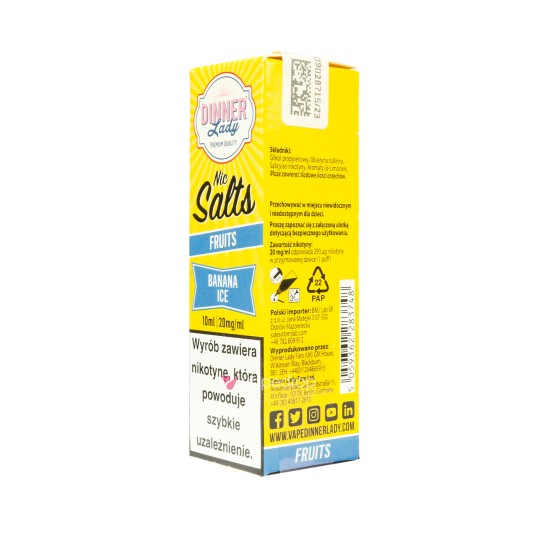 SALT TPD DINNER LADY 20MG 10ML - BANANA ICE