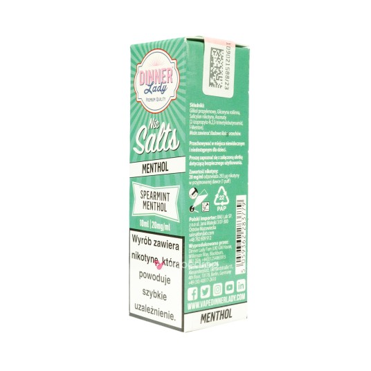 SALT TPD DINNER LADY 20MG 10ML - SPEARMINT MENTHOL
